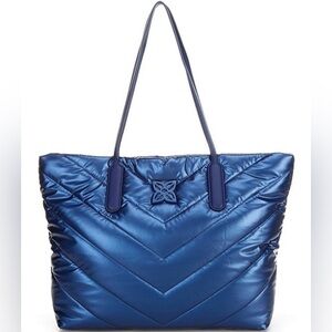 Antonio Melani, Metallic Blue Penelope Nylon Tote w:Trolley Sleeve NWT